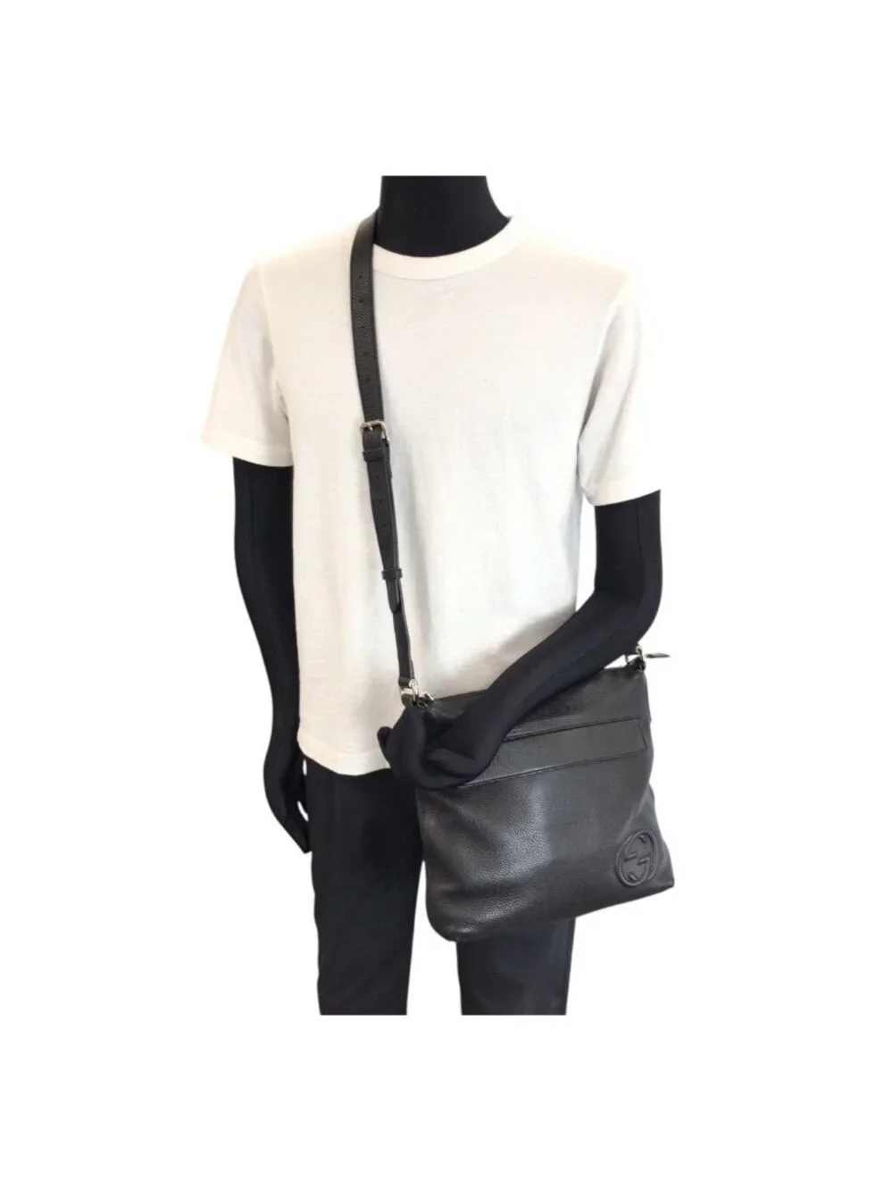 Gucci Interlocking Black Silver Leather Shoulder